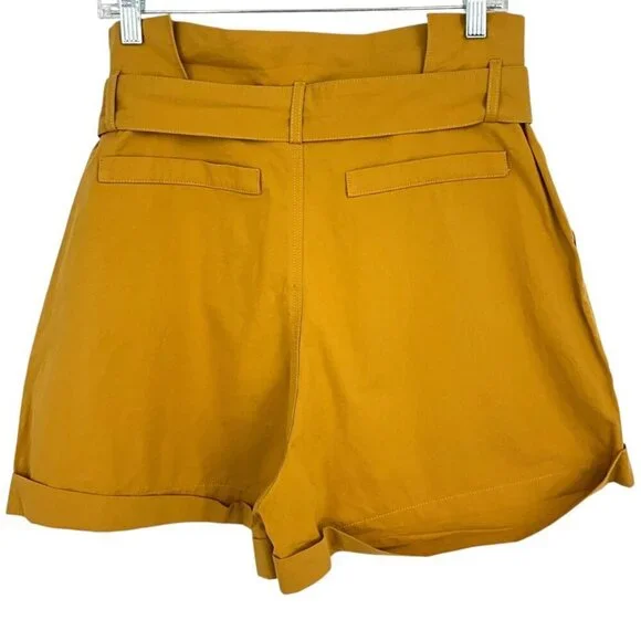 NWT MINKPINK Riley Paperbag Utility Short Mustard Yellow Belted Cuffed Size M - Picture 5 of 11